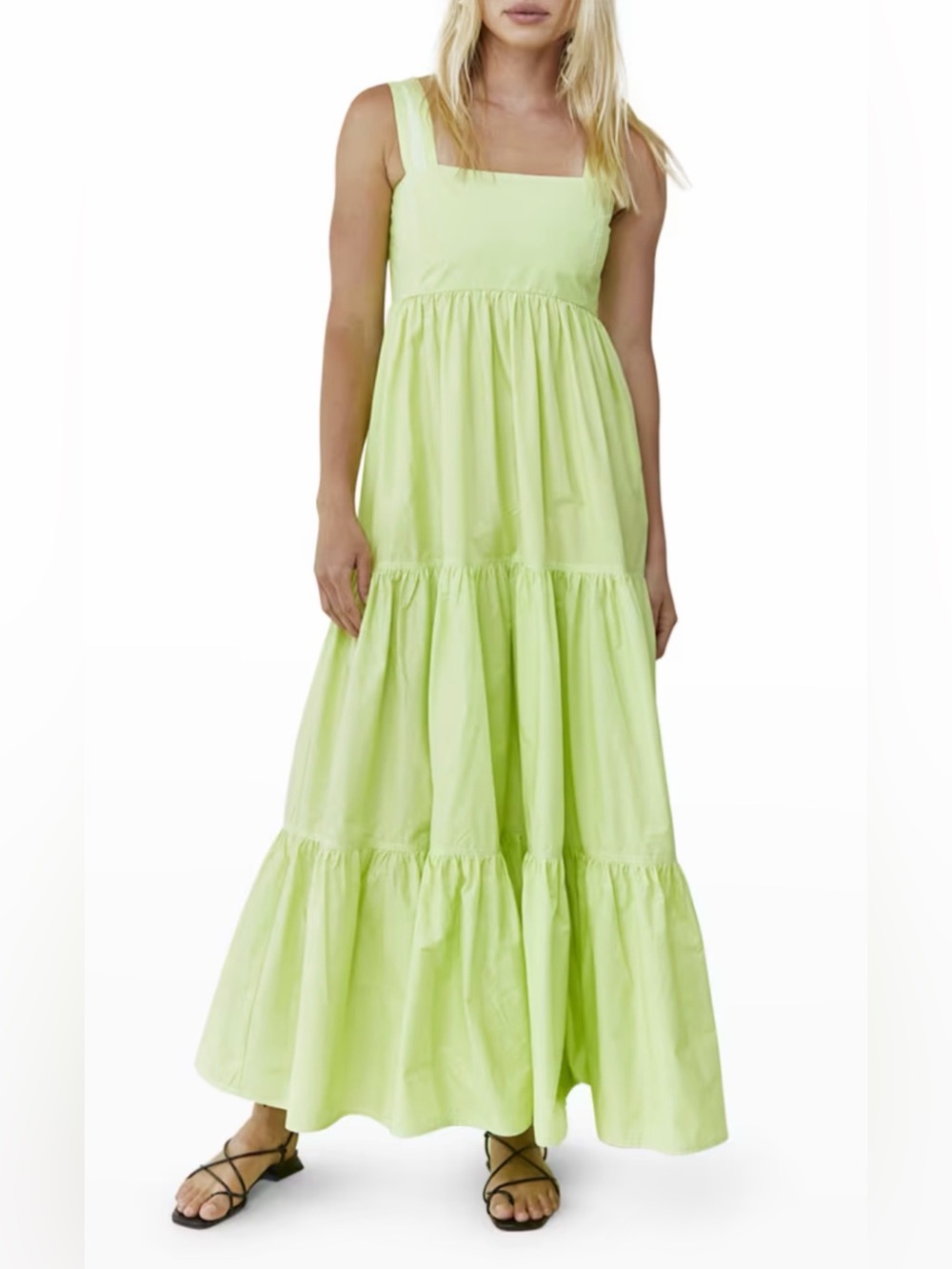 Hunter Bell Rita Tiered Light Lime Maxi Dress